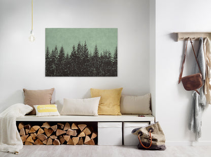 Leinwandbild Wald Grün Schwarz 90x60 DD120385 Keilrahmenbild Wandbild Leinwand