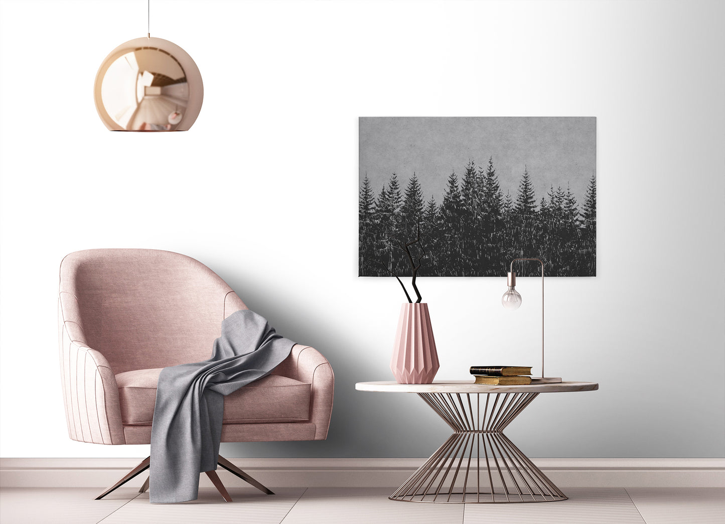 Leinwandbild Wald Grau Schwarz 90x60 DD120386 Keilrahmenbild Wandbild Leinwand