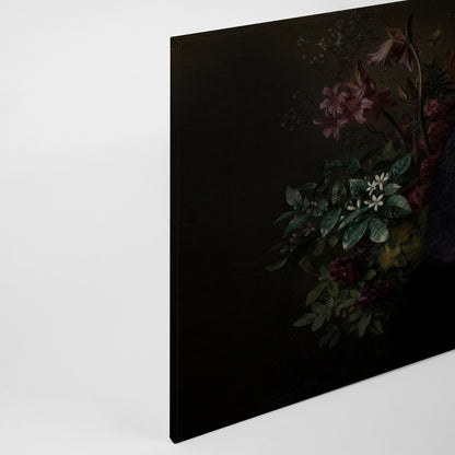 Leinwandbild Gorilla Floral Schwarz Grau Rot 90x60 DD120389 Keilrahmen Wandbild