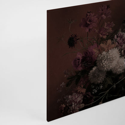 Leinwandbild Blumen Pferd Schwarz Rot Weiß 90x60 DD120390 Keilrahmen Wandbild