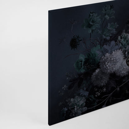 Leinwandbild Blumen Pferd Blau Schwarz Grau  90x60 DD120391 Keilrahmen Wandbild