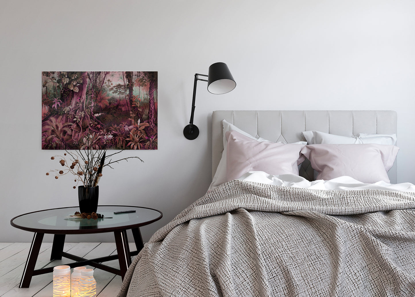 Leinwandbild Dschungel Rot Pink Rosa 90x60 DD120392 Keilrahmen Wandbild Leinwand