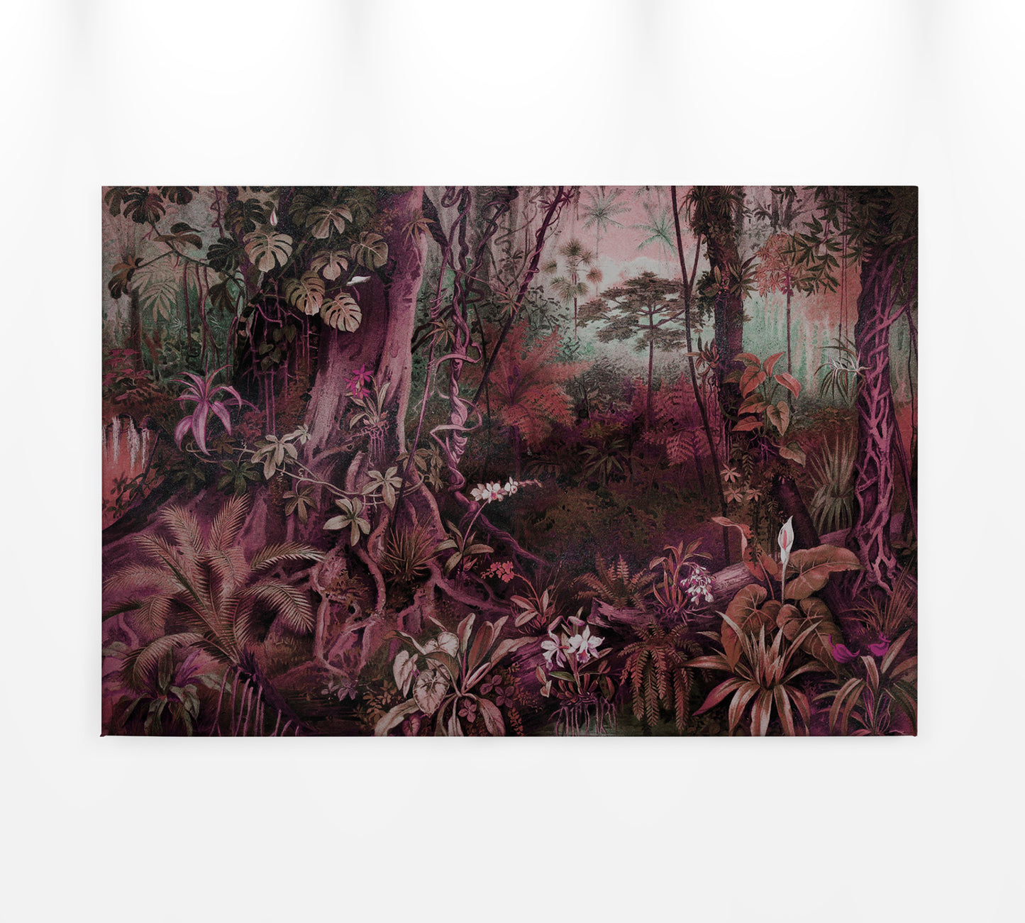 Leinwandbild Dschungel Rot Pink Rosa 90x60 DD120392 Keilrahmen Wandbild Leinwand