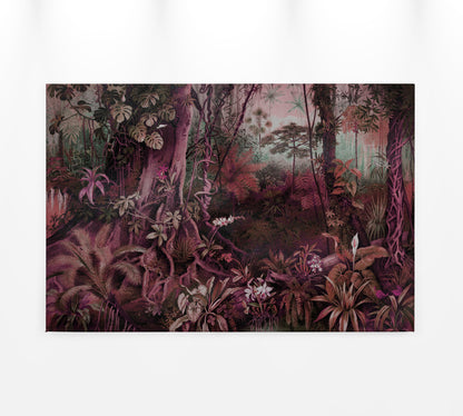 Leinwandbild Dschungel Rot Pink Rosa 90x60 DD120392 Keilrahmen Wandbild Leinwand