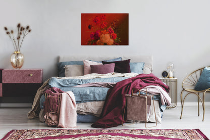 Leinwandbild Blumen Rot Orange 90x60 DD120394 Keilrahmenbild Wandbild Leinwand