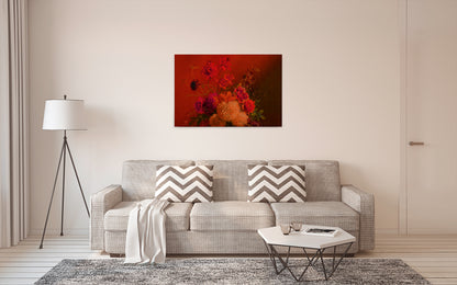 Leinwandbild Blumen Rot Orange 90x60 DD120394 Keilrahmenbild Wandbild Leinwand