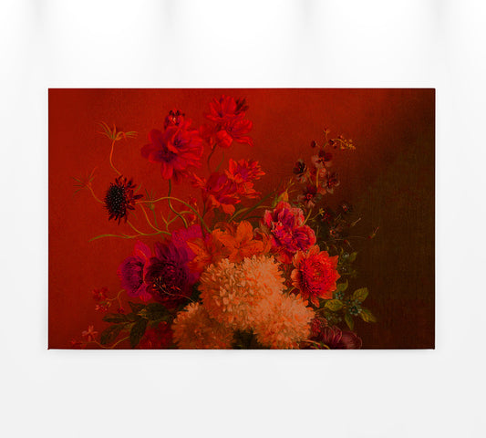 Leinwandbild Blumen Rot Orange 90x60 DD120394 Keilrahmenbild Wandbild Leinwand