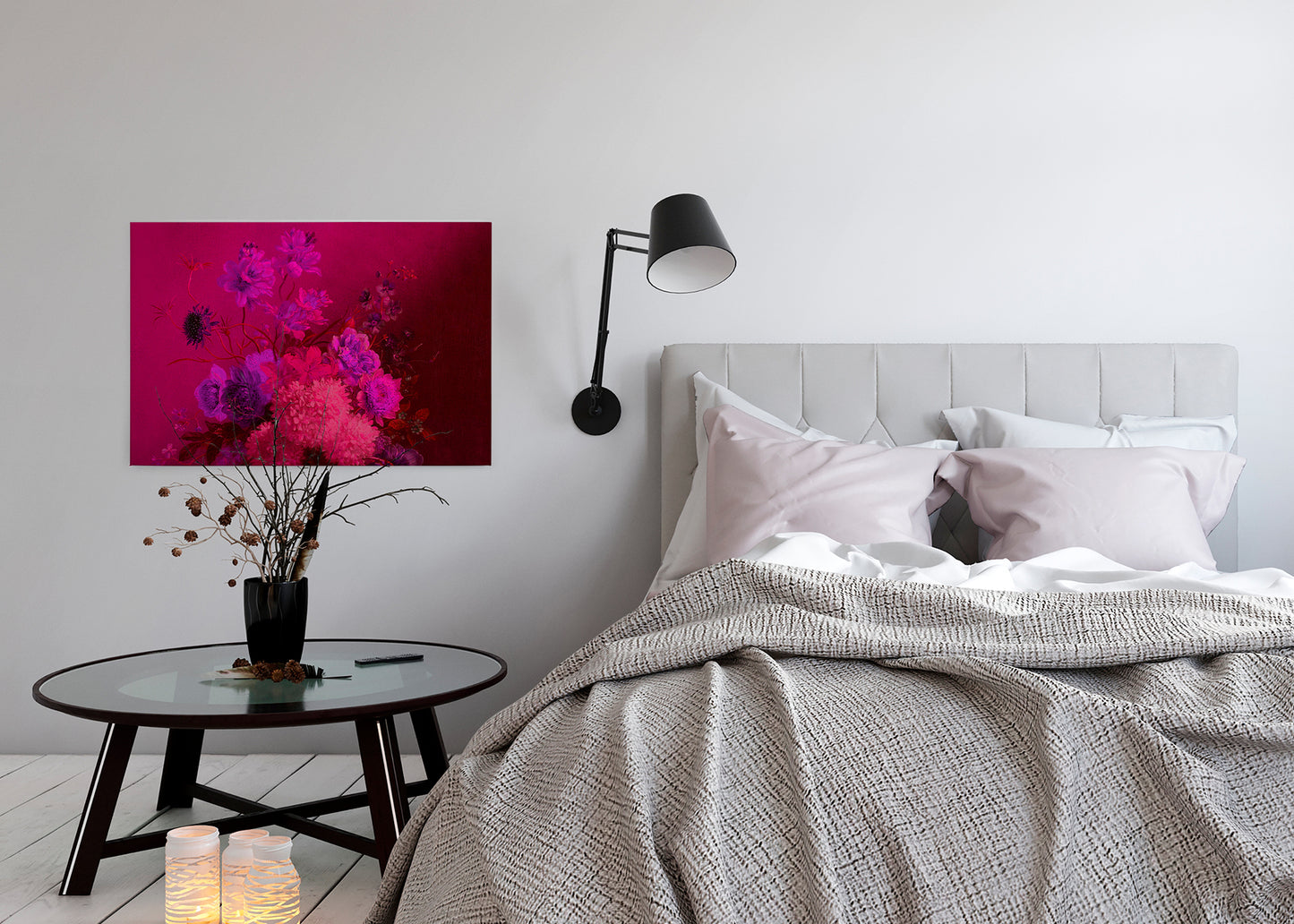 Blumen Leinwandbild Pink Rosa Lila 90x60 DD120395 Keilrahmen Wandbild Leinwand