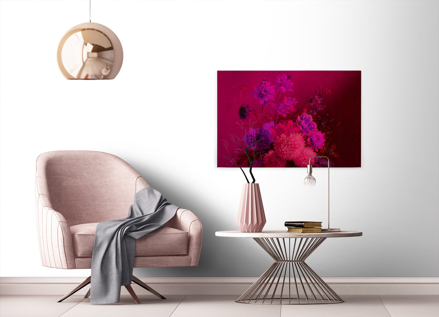 Blumen Leinwandbild Pink Rosa Lila 90x60 DD120395 Keilrahmen Wandbild Leinwand