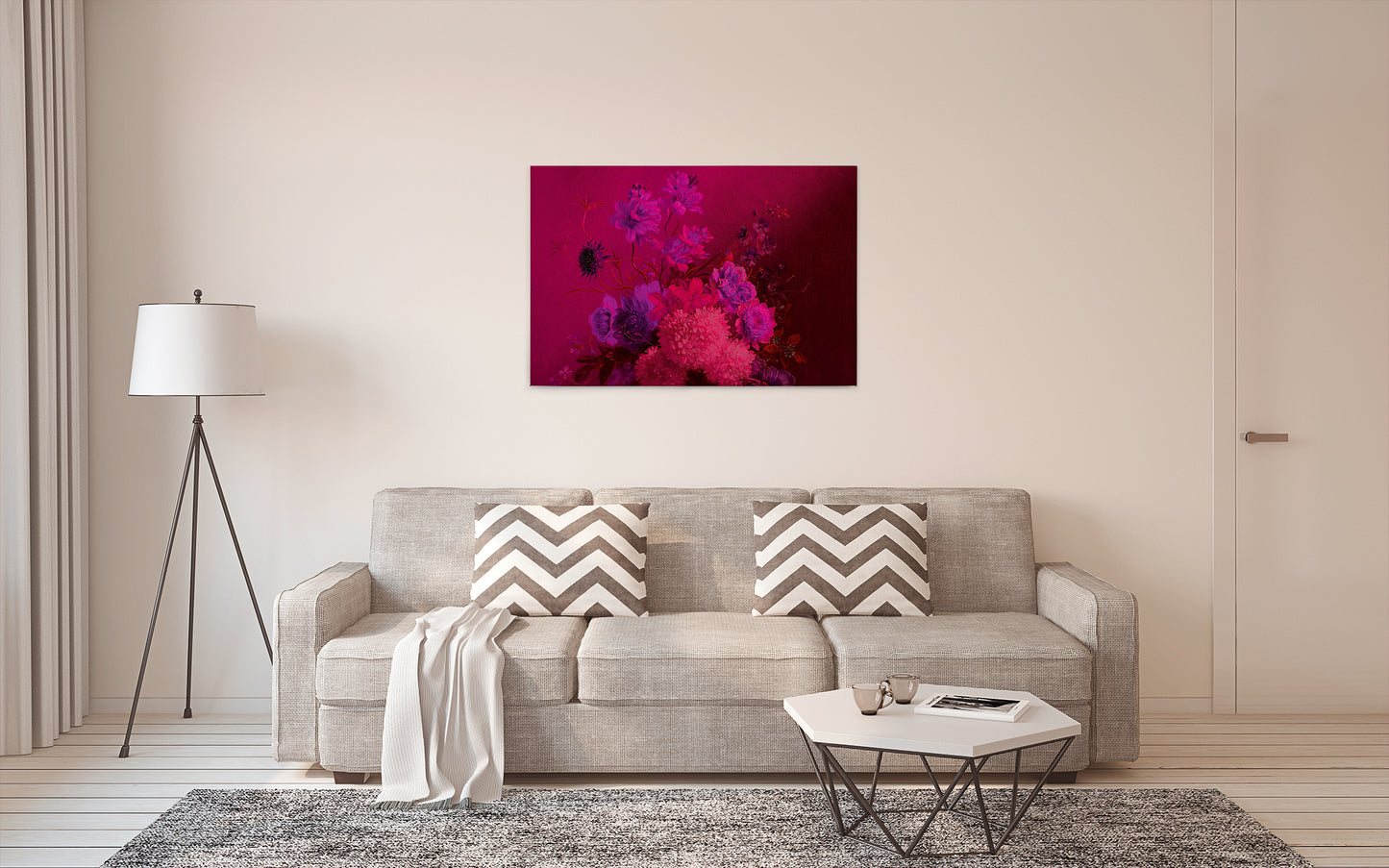 Blumen Leinwandbild Pink Rosa Lila 90x60 DD120395 Keilrahmen Wandbild Leinwand