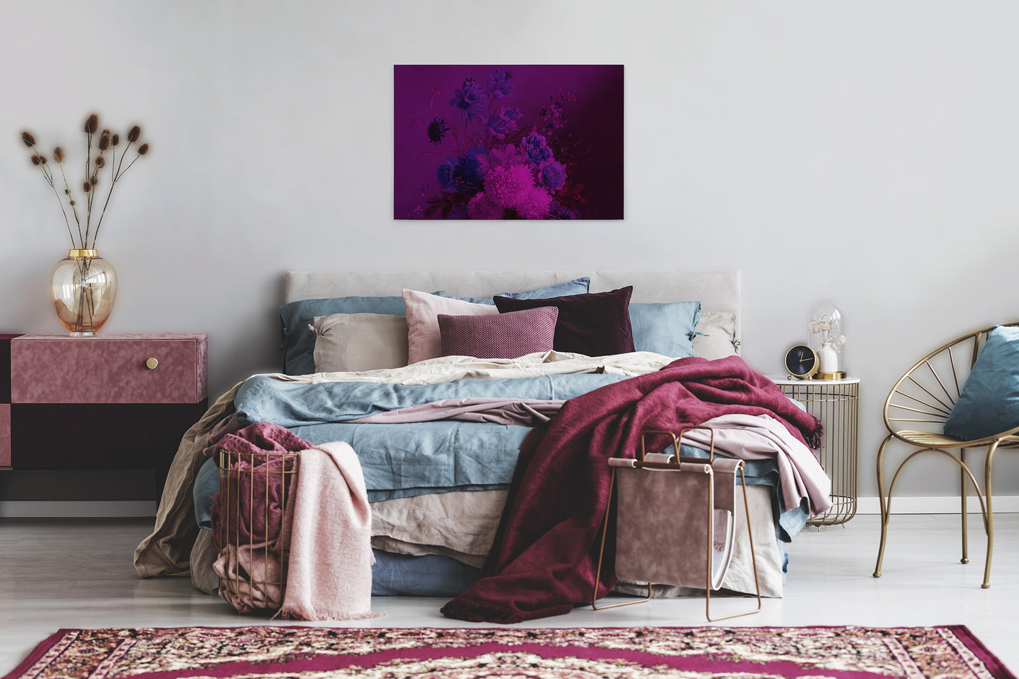 Leinwandbild Blumen Lila 90x60 DD120396 Keilrahmenbild Wandbild Floral Leinwand