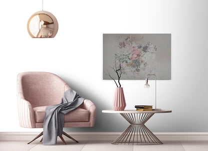 Leinwandbild Blumen Pastell Grau Grün  90x60 DD120397 Keilrahmenbild Wandbild