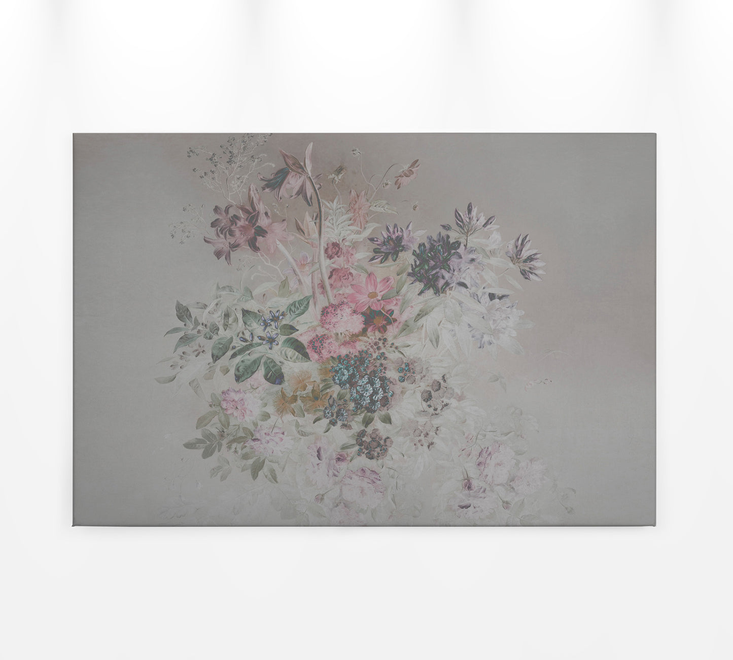 Leinwandbild Blumen Pastell Grau Grün  90x60 DD120397 Keilrahmenbild Wandbild