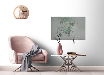 Blumen Leinwandbild Pastell Grau Grün 90x60 DD120398 Keilrahmenbild Wandbild