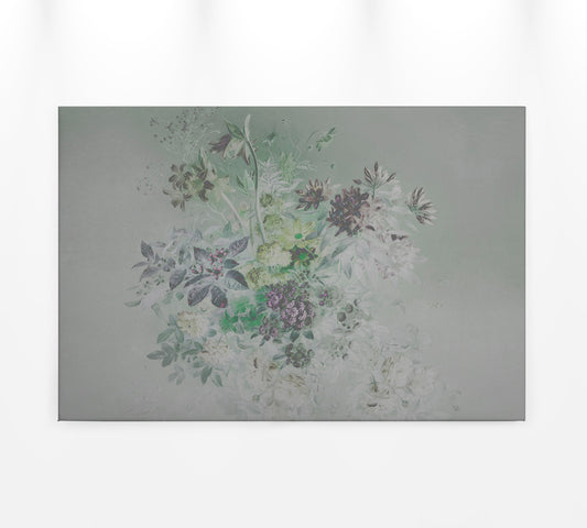 Blumen Leinwandbild Pastell Grau Grün 90x60 DD120398 Keilrahmenbild Wandbild