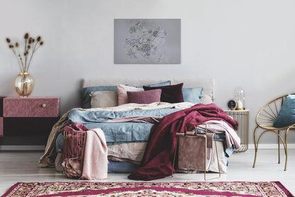 Blumen Leinwandbild Grau 90x60 DD120399 Keilrahmenbild Pastell Wandbild Floral