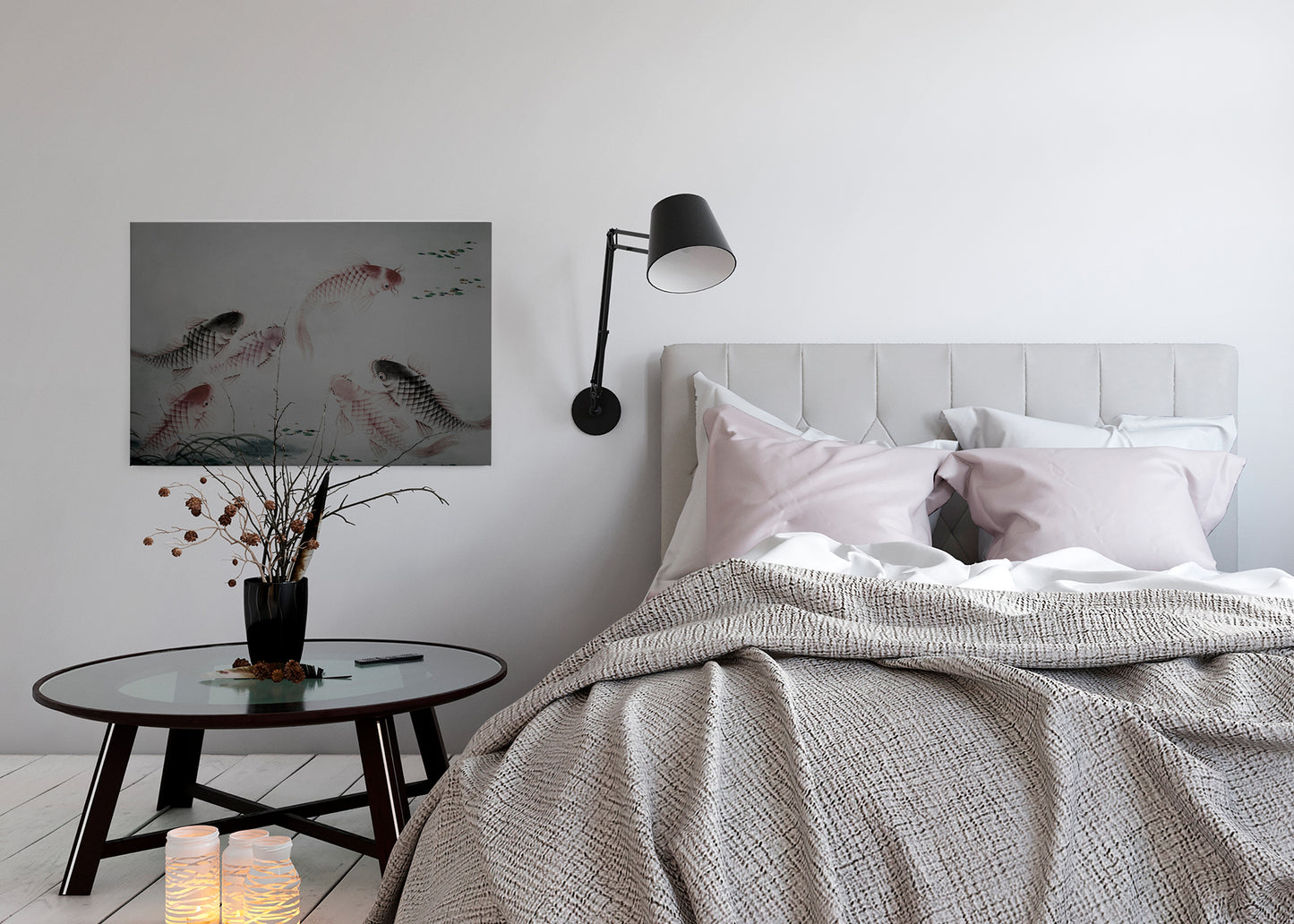 Leinwandbild Fische Grau Braun 90x60 DD120401 Keilrahmen Kois Wandbild Leinwand