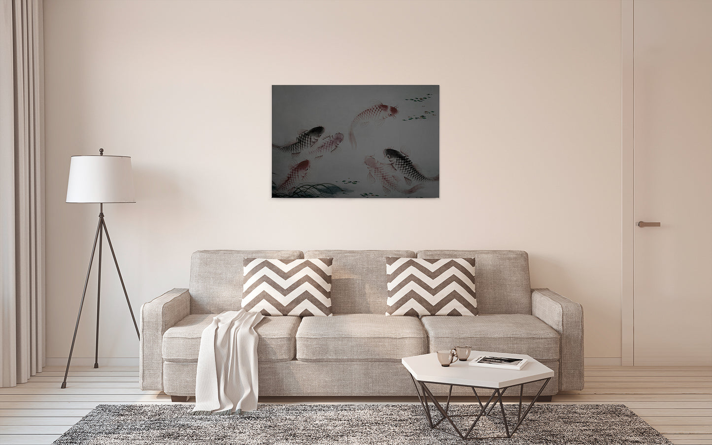 Leinwandbild Fische Grau Braun 90x60 DD120401 Keilrahmen Kois Wandbild Leinwand