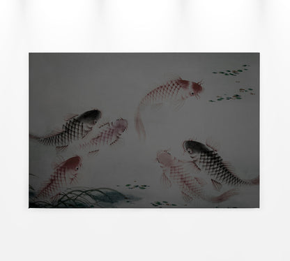 Leinwandbild Fische Grau Braun 90x60 DD120401 Keilrahmen Kois Wandbild Leinwand