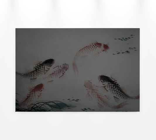 Leinwandbild Fische Grau Braun 90x60 DD120401 Keilrahmen Kois Wandbild Leinwand