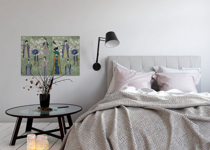 Leinwandbild Menschen Grün Blau Gelb 90x60 DD120402 Keilrahmen Wandbild Leinwand