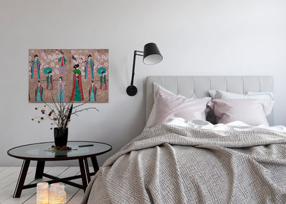 Leinwandbild Menschen Braun Rot Grün 90x60 DD120403 Keilrahmen Wandbild Leinwand