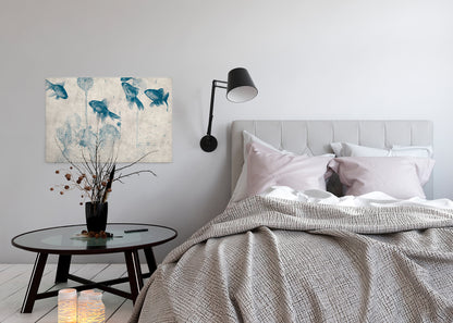 Fische Leinwandbild Blau Beige Grau 90x60 DD120404 Keilrahmen Wandbild Leinwand