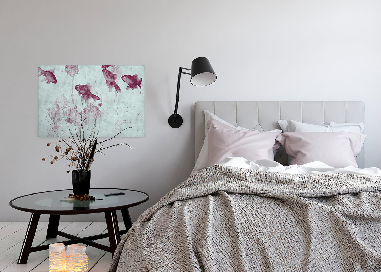 Leinwandbild Fische Türkis Rot 90x60 DD120405 Keilrahmenbild Wandbild Leinwand