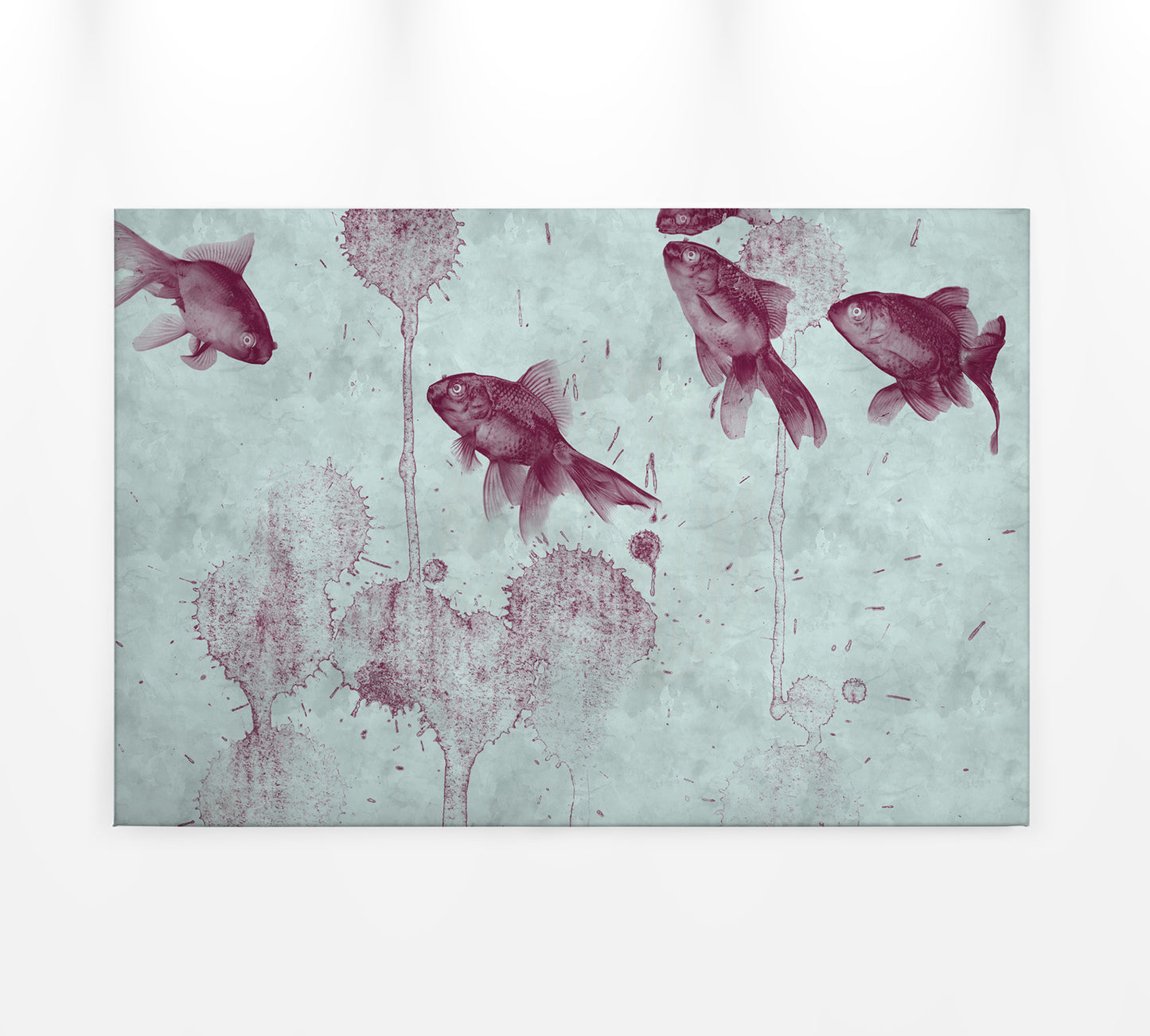 Leinwandbild Fische Türkis Rot 90x60 DD120405 Keilrahmenbild Wandbild Leinwand