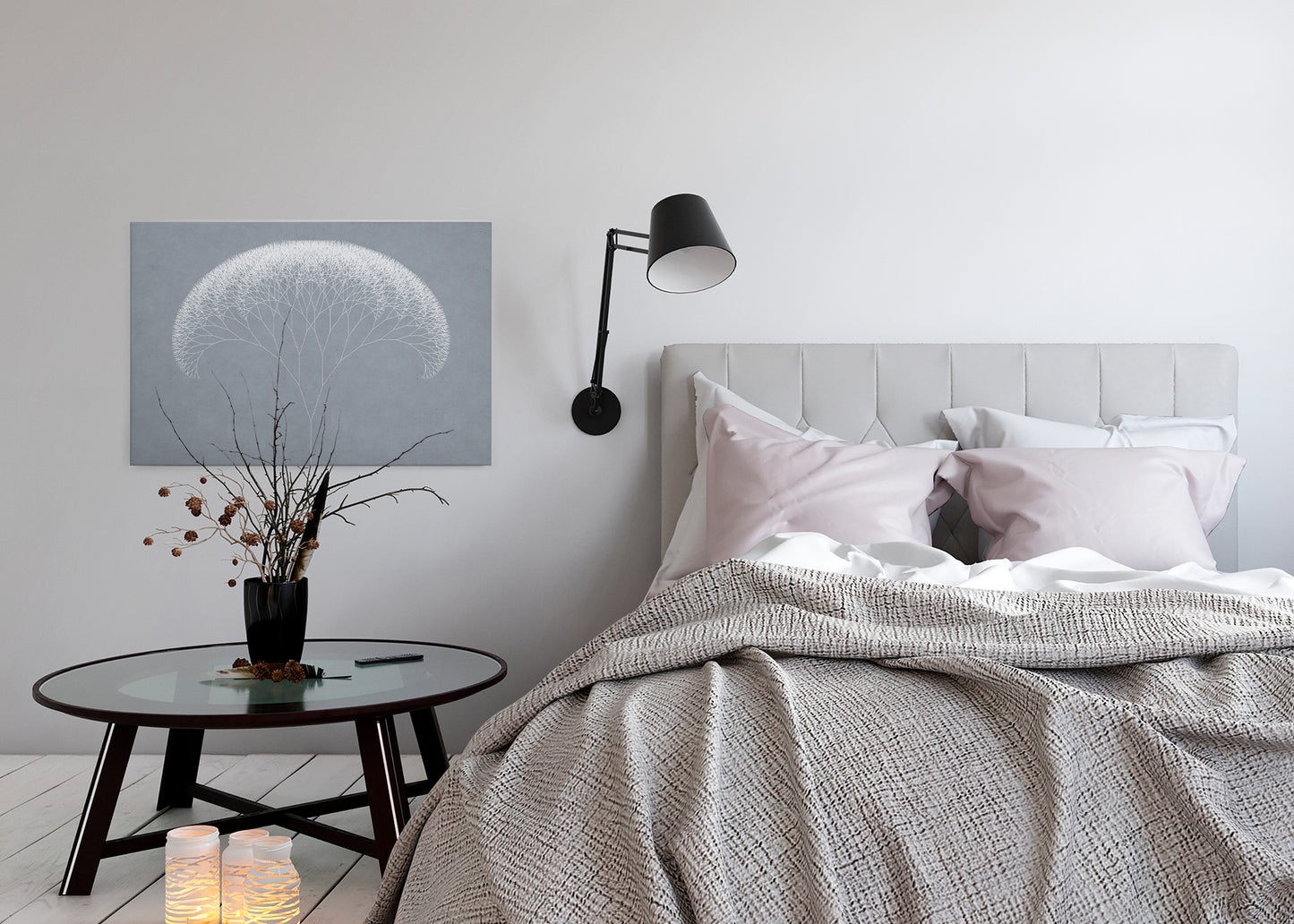 Leinwandbild Geometrisch Grau Weiß 90x60 DD120406 Wandbild Leinwand Modern