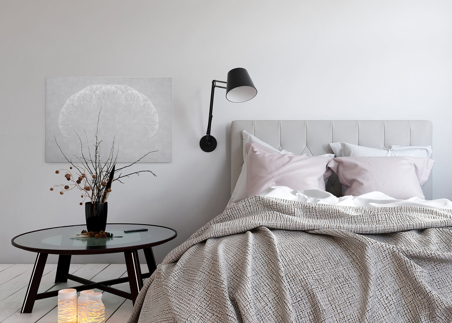 Leinwandbild Geometrisch Grau Weiß 90x60 DD120408 Wandbild Leinwand Modern