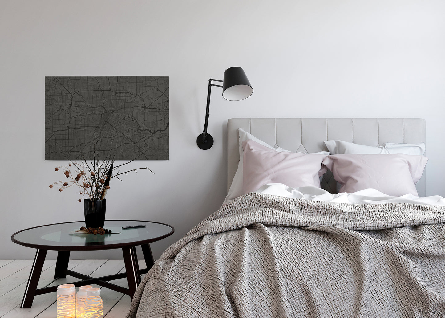 Leinwandbild Karte Schwarz Grau 90x60 DD120409 Wandbild Leinwand Modern