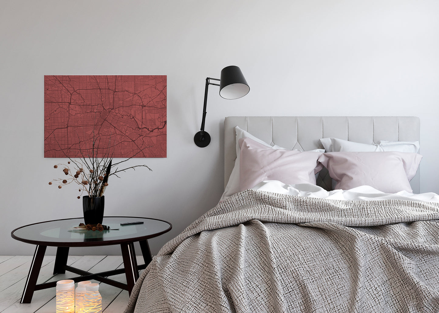 Leinwandbild Karte Rot Schwarz 90x60 DD120410 Wandbild Leinwand Modern Grafik