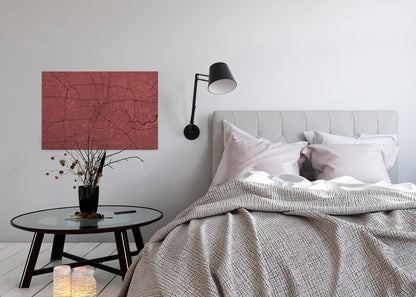 Leinwandbild Karte Rot Schwarz 90x60 DD120410 Wandbild Leinwand Modern Grafik