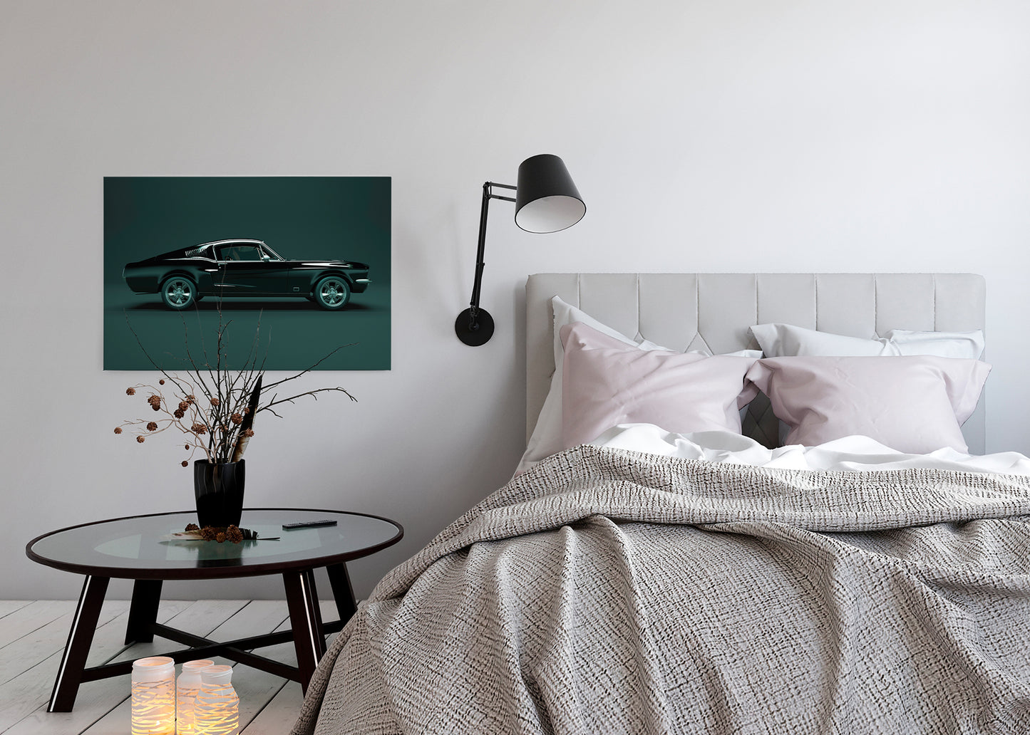 Leinwandbild Auto Ford Mustang Grün Schwarz 90x60 DD120411 Wandbild Leinwand