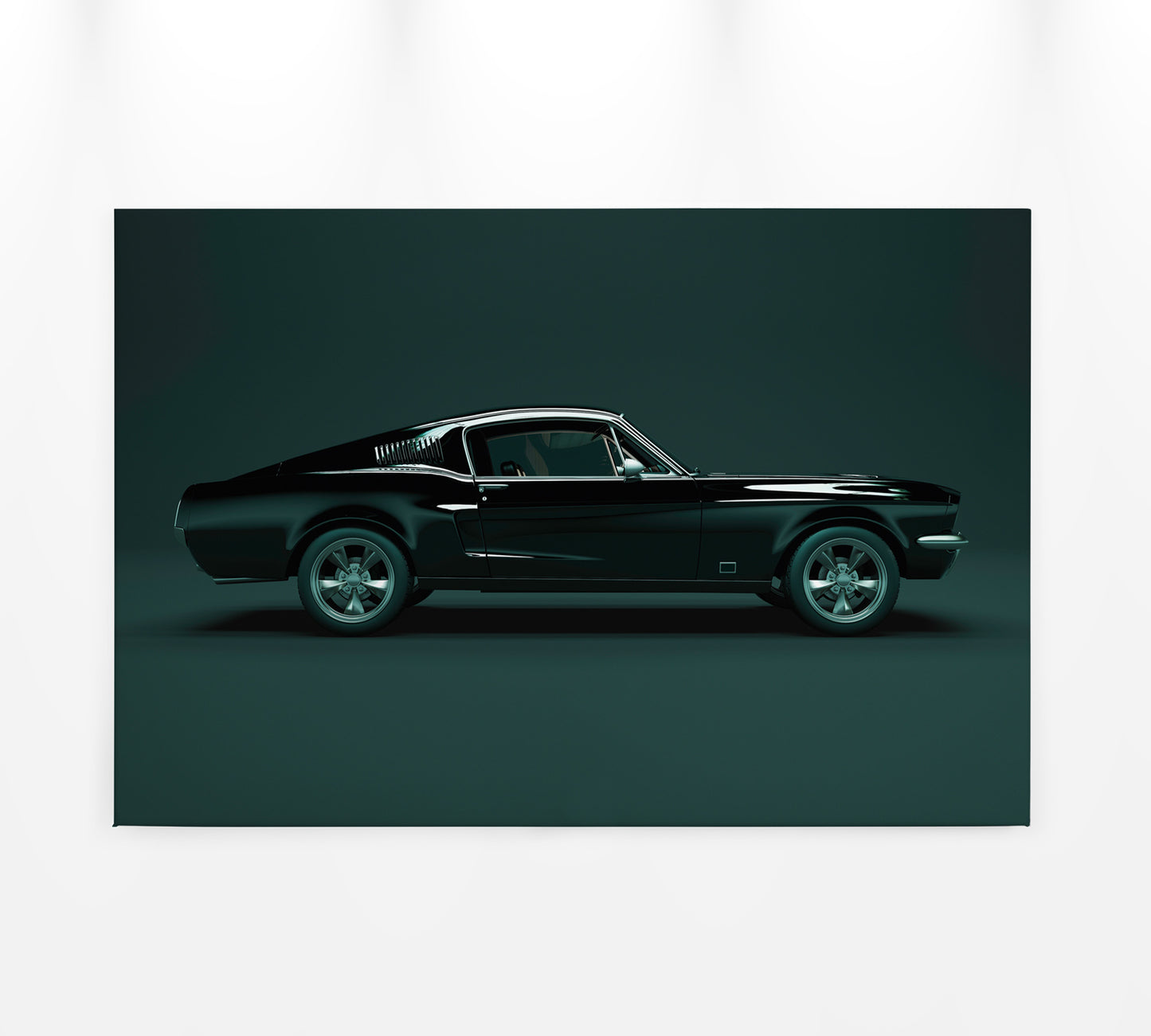 Leinwandbild Auto Ford Mustang Grün Schwarz 90x60 DD120411 Wandbild Leinwand
