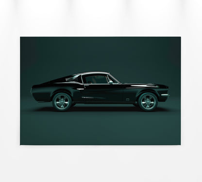 Leinwandbild Auto Ford Mustang Grün Schwarz 90x60 DD120411 Wandbild Leinwand