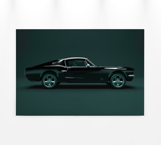 Leinwandbild Auto Ford Mustang Grün Schwarz 90x60 DD120411 Wandbild Leinwand