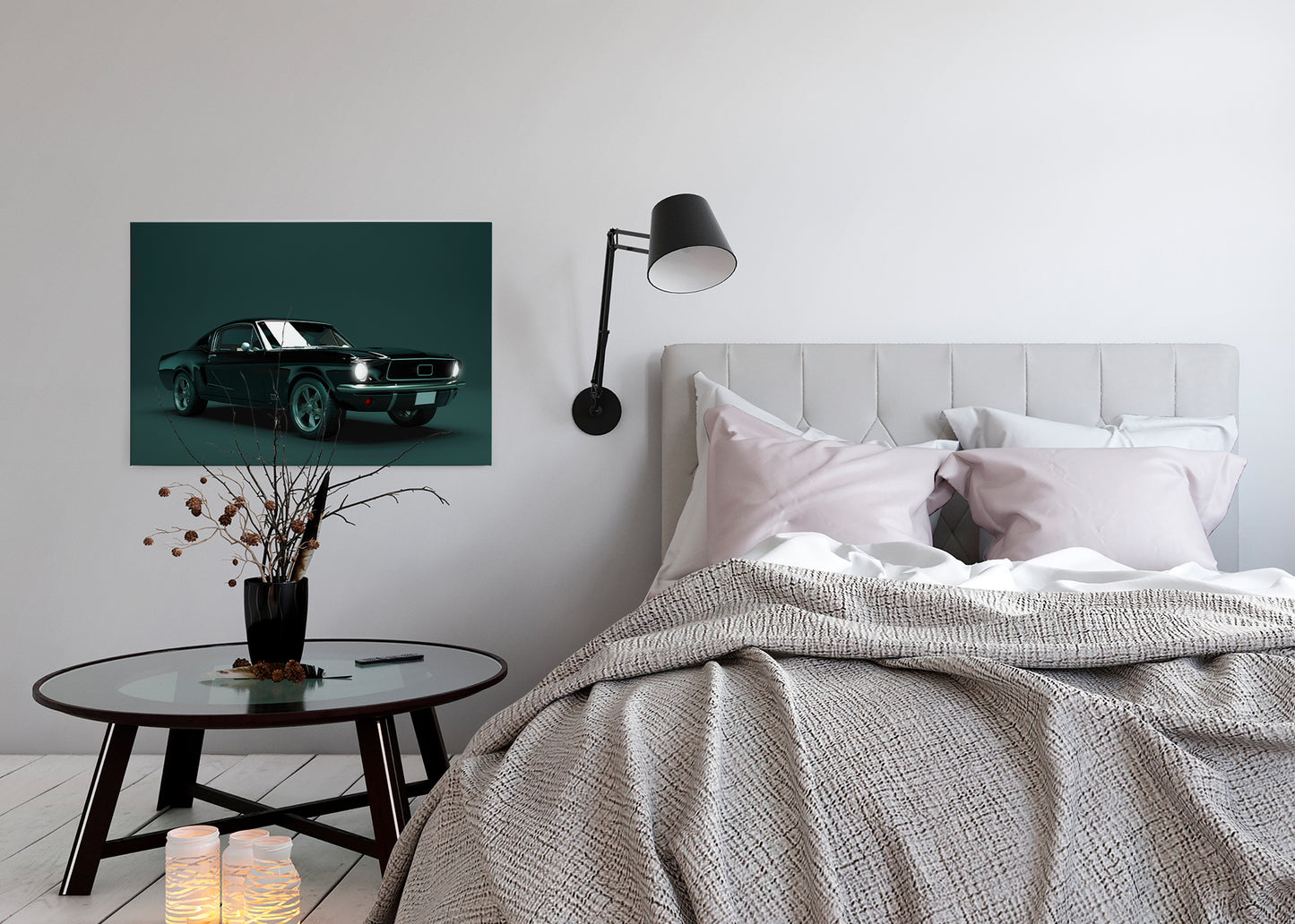 Leinwandbild Auto Ford Mustang Grün Schwarz 90x60 DD120412 Wandbild Leinwand