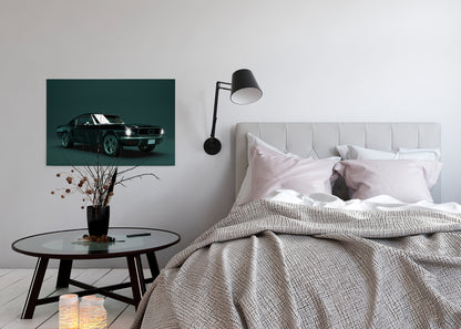 Leinwandbild Auto Ford Mustang Grün Schwarz 90x60 DD120412 Wandbild Leinwand