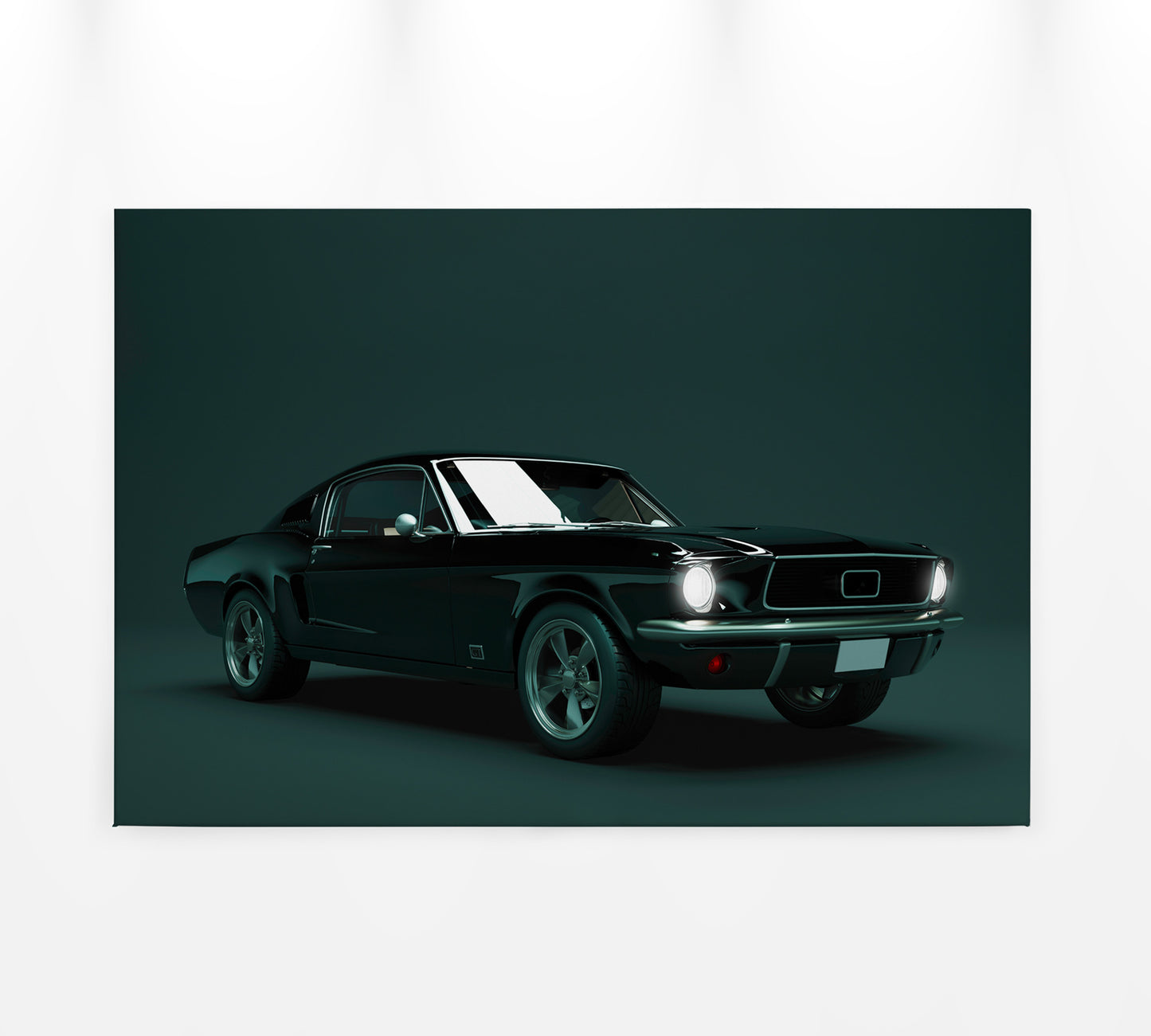 Leinwandbild Auto Ford Mustang Grün Schwarz 90x60 DD120412 Wandbild Leinwand