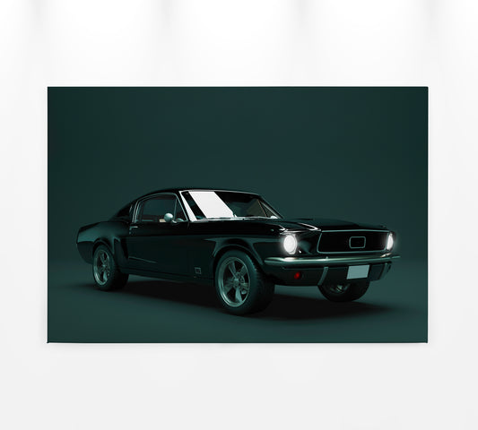 Leinwandbild Auto Ford Mustang Grün Schwarz 90x60 DD120412 Wandbild Leinwand