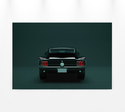 Leinwandbild Auto Ford Mustang Grün Schwarz 90x60 DD120413 Wandbild Leinwand