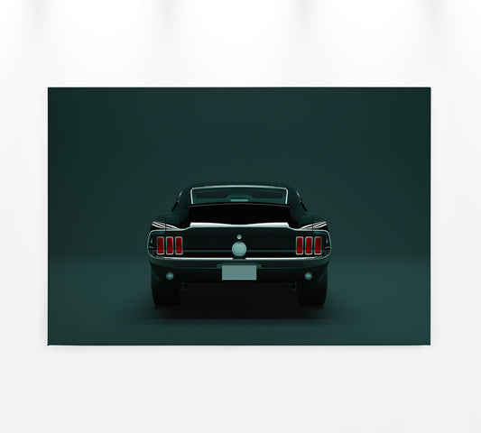 Leinwandbild Auto Ford Mustang Grün Schwarz 90x60 DD120413 Wandbild Leinwand