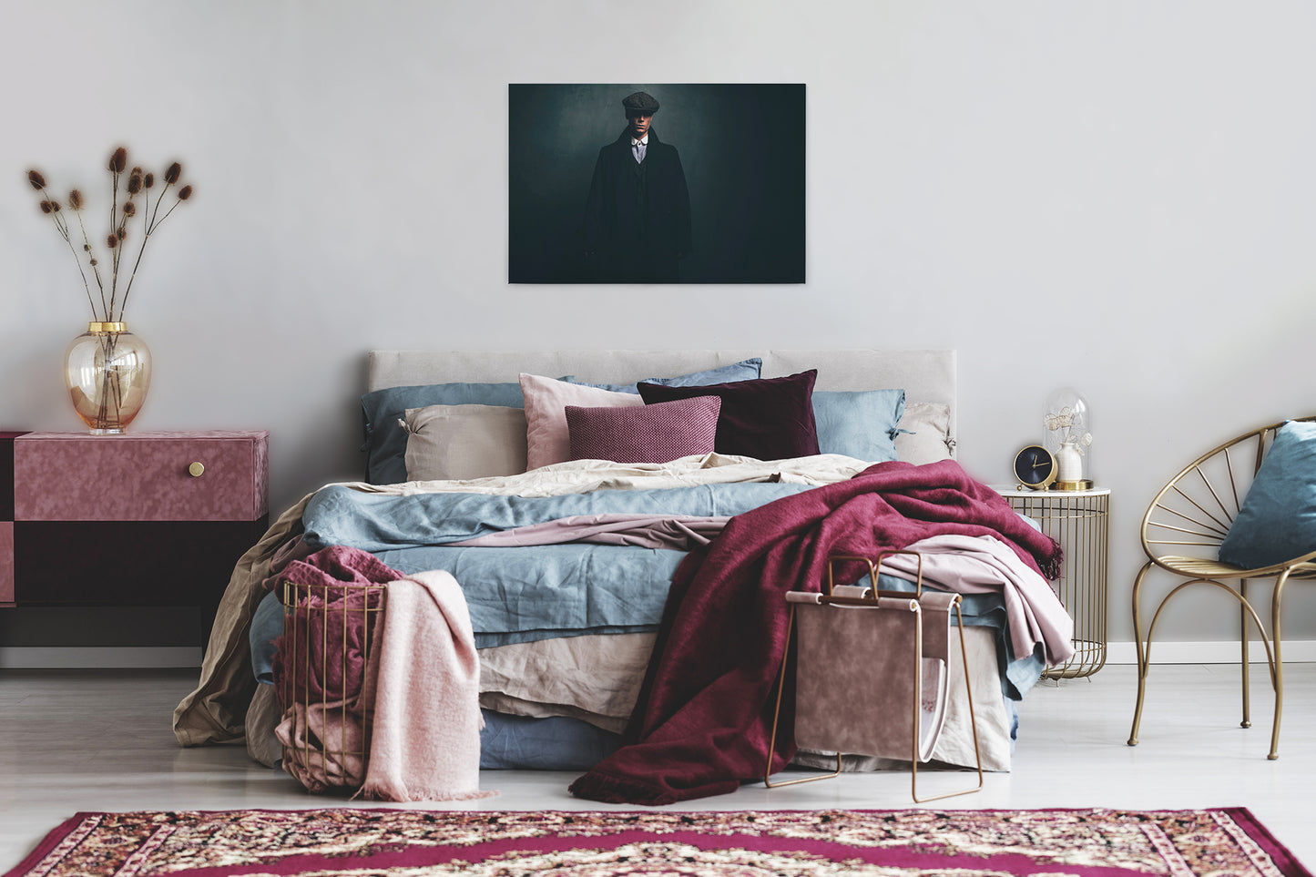 Leinwandbild Mann Grün Schwarz 90x60 DD120415 Keilrahmen Wandbild Leinwand