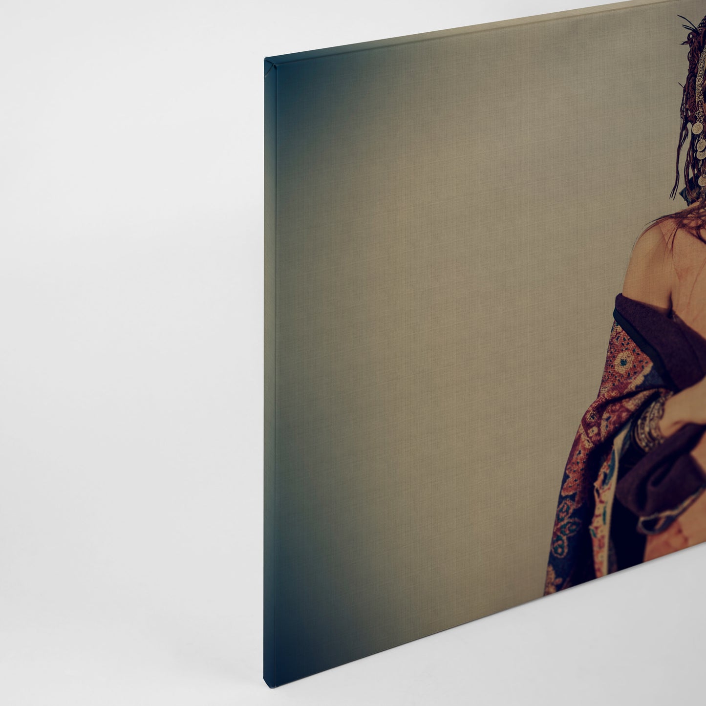 Leinwandbild Frau Beige Rot 90x60 DD120417 Keilrahmen Wandbild Leinwand