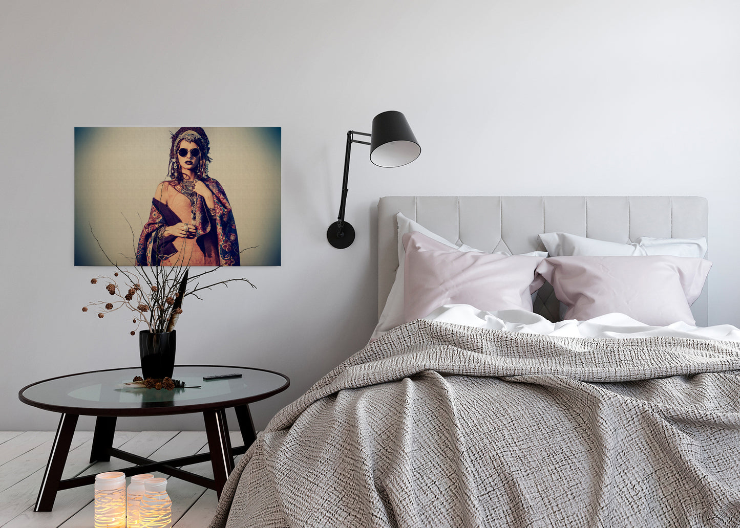 Leinwandbild Frau Beige Rot 90x60 DD120417 Keilrahmen Wandbild Leinwand