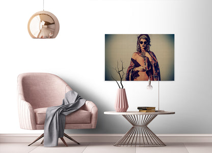 Leinwandbild Frau Beige Rot 90x60 DD120417 Keilrahmen Wandbild Leinwand