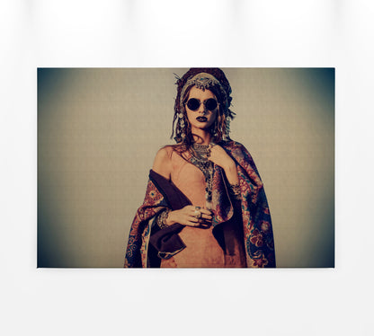 Leinwandbild Frau Beige Rot 90x60 DD120417 Keilrahmen Wandbild Leinwand