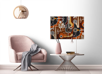 Abstrakte Kunst Leinwandbild Orange Braun Gelb 90x60 DD120418 Wandbild Leinwand